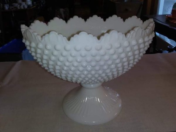 Milk Glass Hobnail Compote
