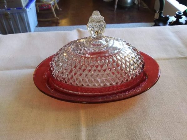 Indiana Glass Diamond Point Butter Dish