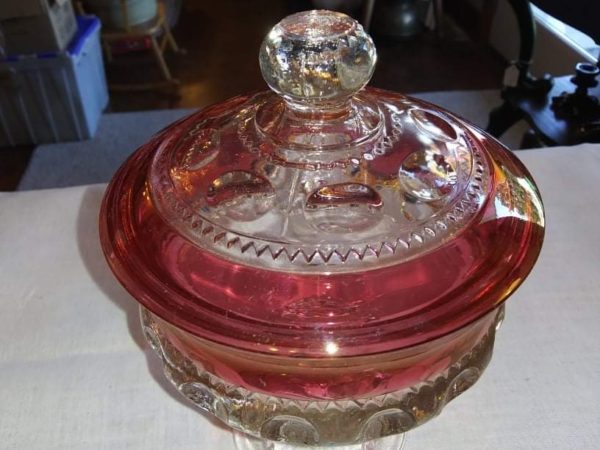 Tiffin Glass Kings Crown Compote and Lid - Image 2