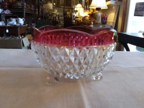Indiana Glass Diamond Point Footed Bowl