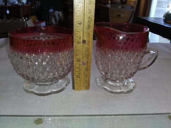 Indiana Glass Diamond Point Sugar and Creamer - Image 3