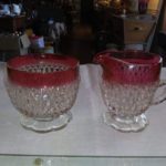 Indiana Glass Diamond Point Sugar and Creamer