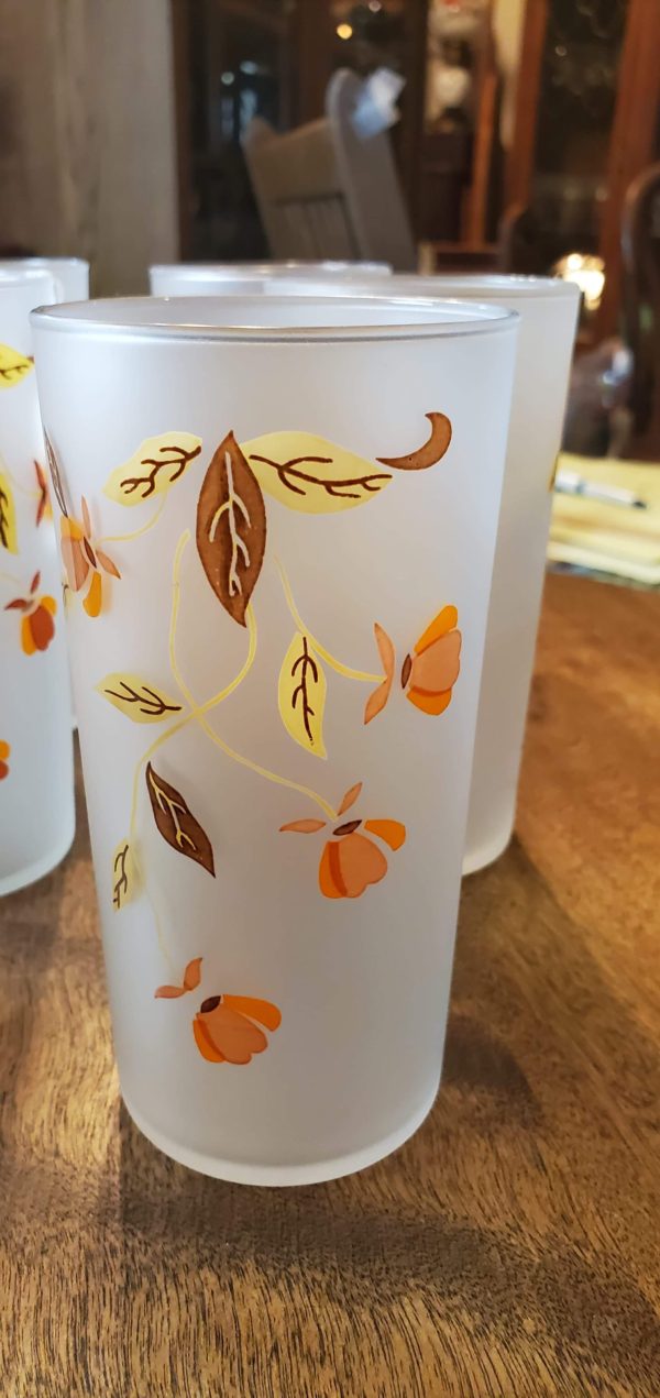 Autumn Leaf Frosted Glasses Set of 8 - Image 4