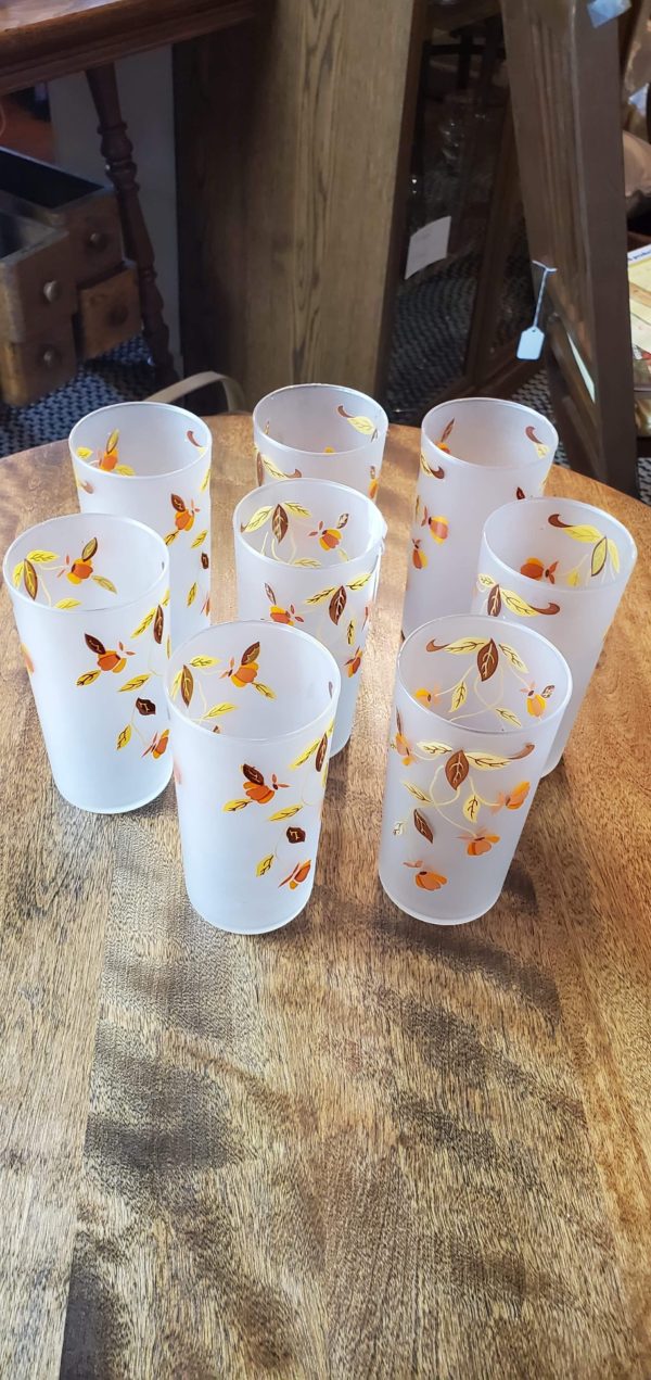 Autumn Leaf Frosted Glasses Set of 8
