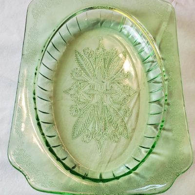Green Depression Platter