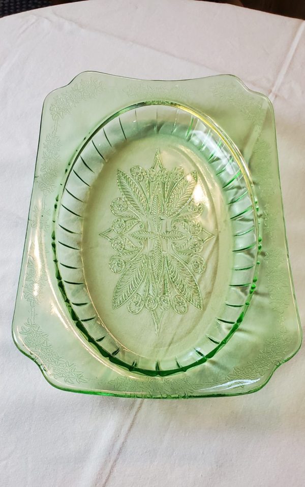 Green Depression Platter