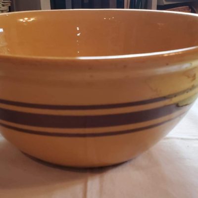 Large Yellow Ware Bowl w/ Brown Band
