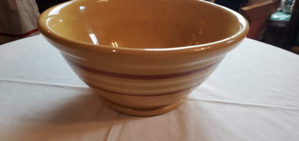 Brown Banded Yellow Ware Bowl - Image 2