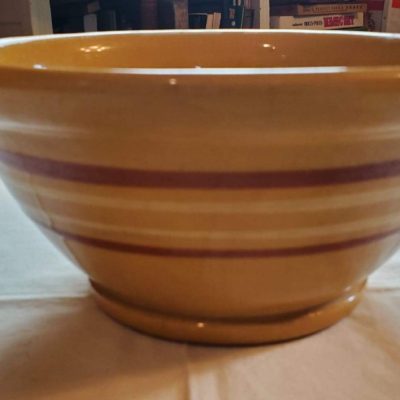 Brown Banded Yellow Ware Bowl