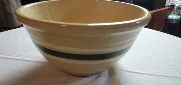 Large "Watt" Green and White Banded Bowl