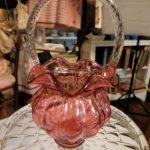 Fenton Cranberry and Crystal Basket
