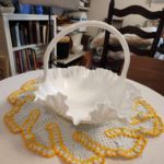 Milk Glass Ruffled Basket