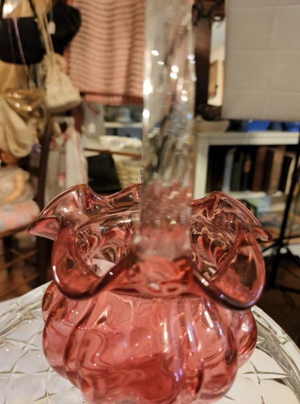 Fenton Cranberry and Crystal Basket - Image 3