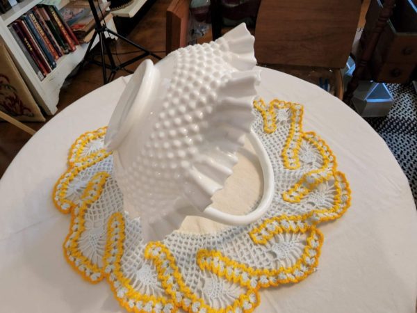 Milk Glass Ruffled Basket - Image 2