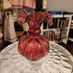 Fenton Cranberry "Melon" Vase