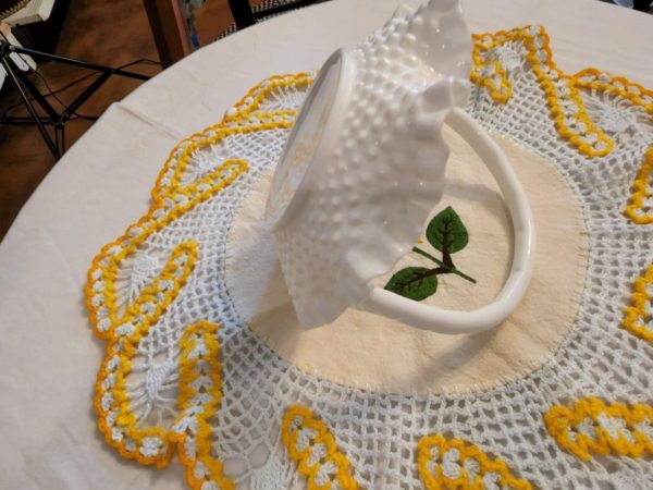 Milk Glass, Hobnail Basket - Image 2