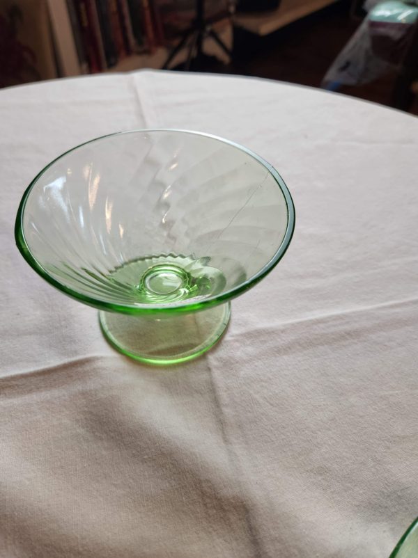 Green Depression Spiral Sherbet Bowl