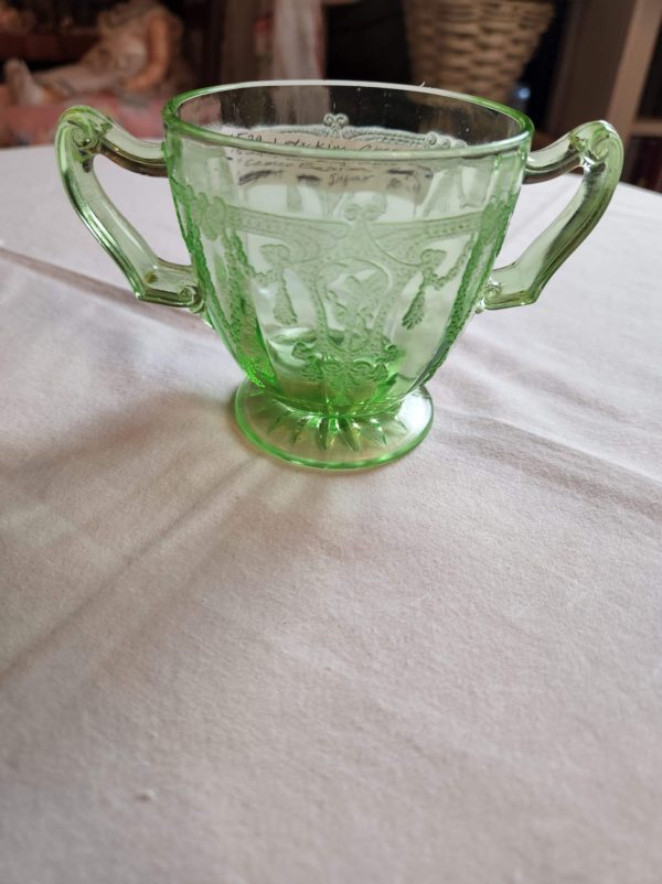 Green Depression Sugar Bowl