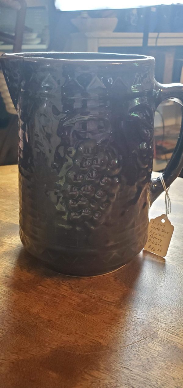 Northstar Grape Pattern Brown Pottery Pitcher
