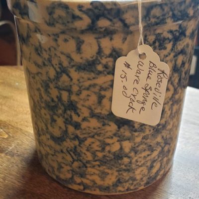 Roseville Blue Spongeware Crock