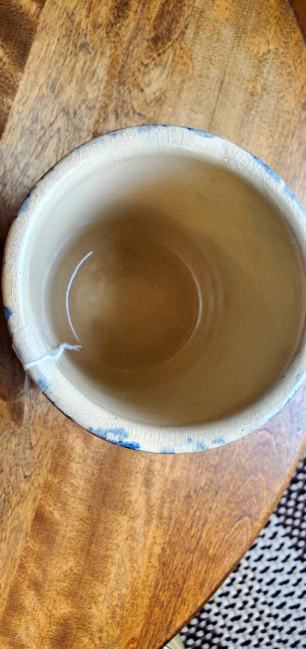 Roseville Blue Spongeware Crock - Image 4