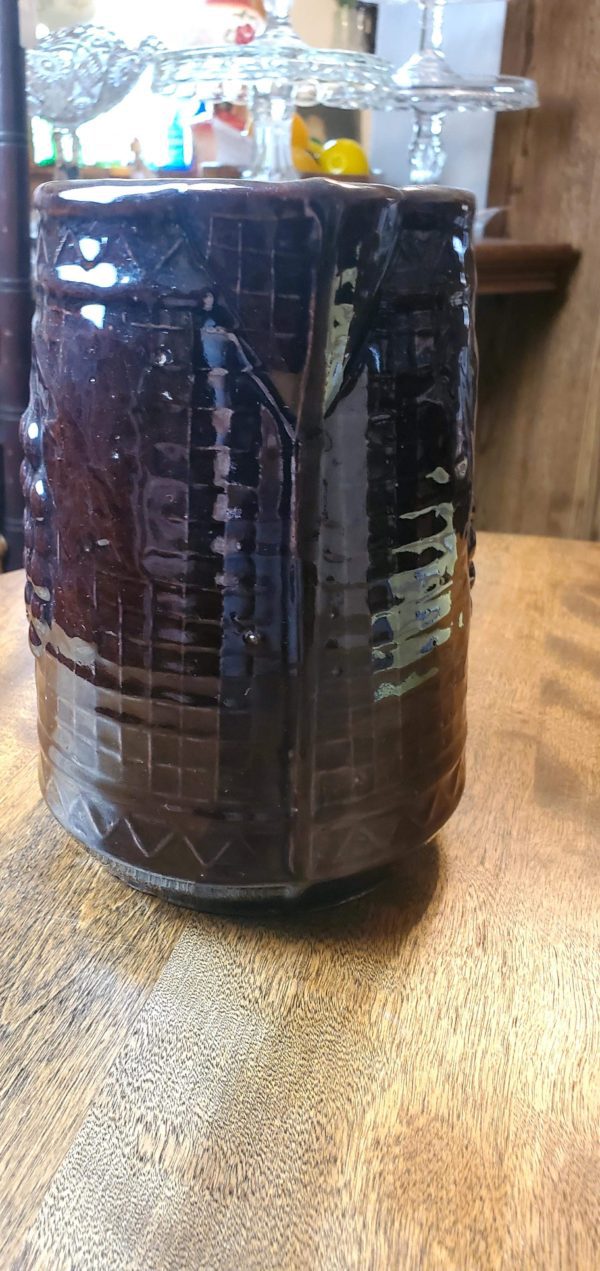 Northstar Grape Pattern Brown Pottery Pitcher - Image 2