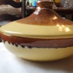 Brown Drip and Yellow Casserole Bowl w/ Lid