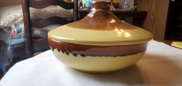 Brown Drip and Yellow Casserole Bowl w/ Lid