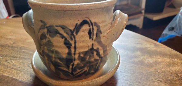 Wade Pottery Mini Flower Pot w/ Drip Pan - Image 2