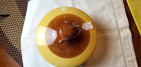 Brown Drip and Yellow Casserole Bowl w/ Lid - Image 3