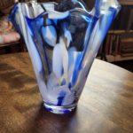 Blue and White Hand Blown Vintage Vase