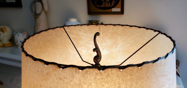 Brown/Gold Lamp w/ Fiberglass Shade - Image 4