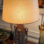 Brown/Gold Lamp w/ Fiberglass Shade