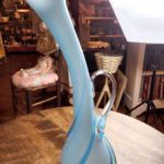 Hand Blown Cased Glass Swirl Blue Vase